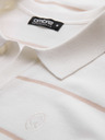 Ombre Clothing Herren-Poloshirt mit langen Ärmeln und horizontalen Streifen aus Viskose - weiß und beige