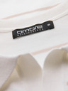 Ombre Clothing Herren-Poloshirt mit langen Ärmeln und horizontalen Streifen aus Viskose - weiß und beige