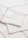 Ombre Clothing Herren-Poloshirt mit langen Ärmeln und horizontalen Streifen aus Viskose - weiß und beige