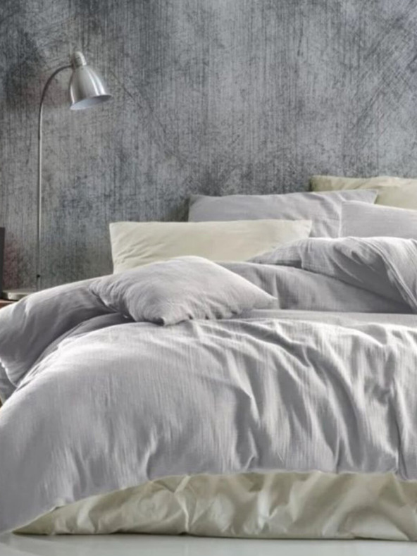 Kvalitex Verlängertes Musselin-Bettwäsche 140x220, 70x90cm hellgrau Kvalitex