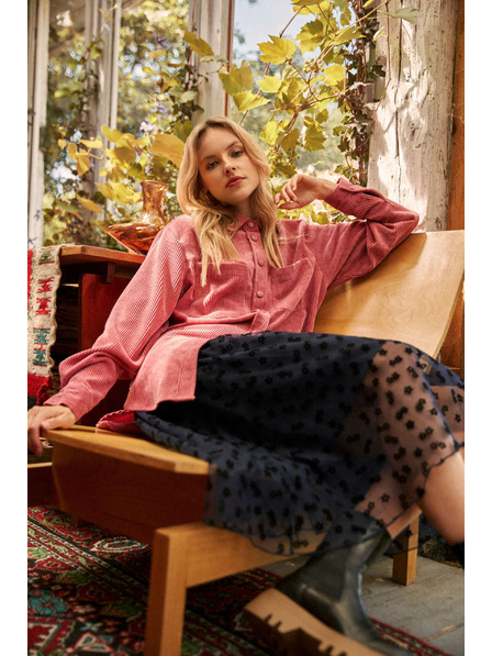 Moodo Rosa Damenbluse lang