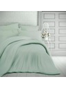Kvalitex Französische Satin-Bettwäsche mit Streifen, verlängert 1+2, 240x220, 70x90cm OLIVE