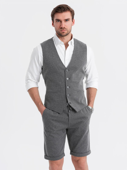 Ombre Clothing Eleganter Herren-Komplett Weste + Shorts - Graphit