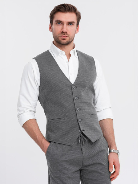 Ombre Clothing Eleganter Herren-Komplett Weste + Shorts - Graphit