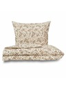 Kvalitex Klassisches Krepp-Bettwäsche-Set 140x200, 70x90cm Blumen beige