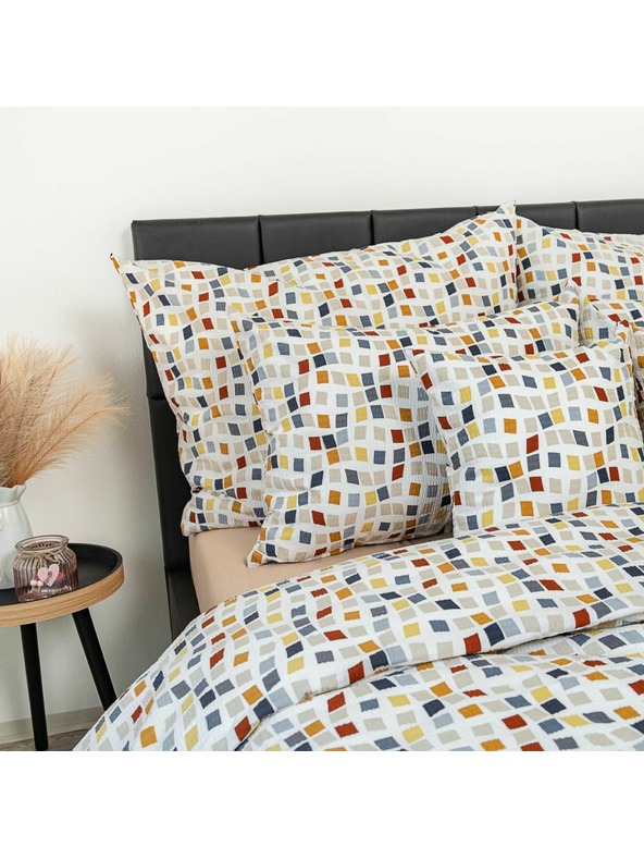 Kvalitex Klassisches Krepp-Bettwäsche-Set 140x200, 70x90cm Mosaik
