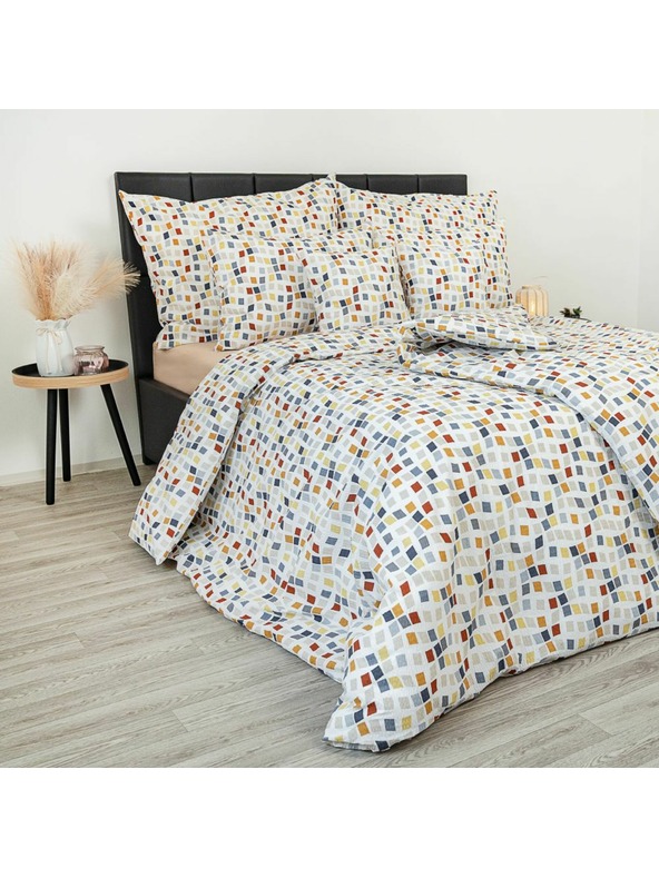 Kvalitex Klassisches Krepp-Bettwäsche-Set 140x200, 70x90cm Mosaik