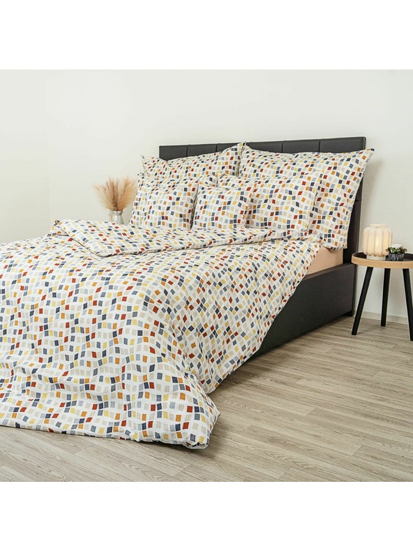 Kvalitex Verlängertes Krepp-Bettwäsche-Set 140x220, 70x90cm Mosaik