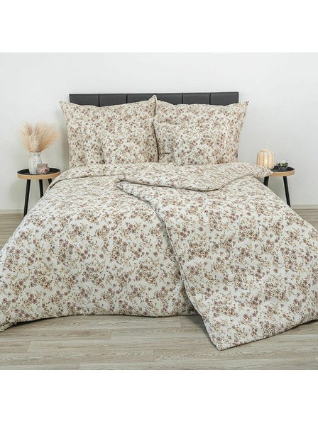 Kvalitex Verlängertes Krepp-Bettwäsche-Set 140x220, 70x90cm Blumen beige