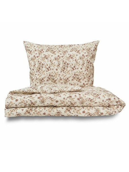 Kvalitex Verlängertes Krepp-Bettwäsche-Set 140x220, 70x90cm Blumen beige