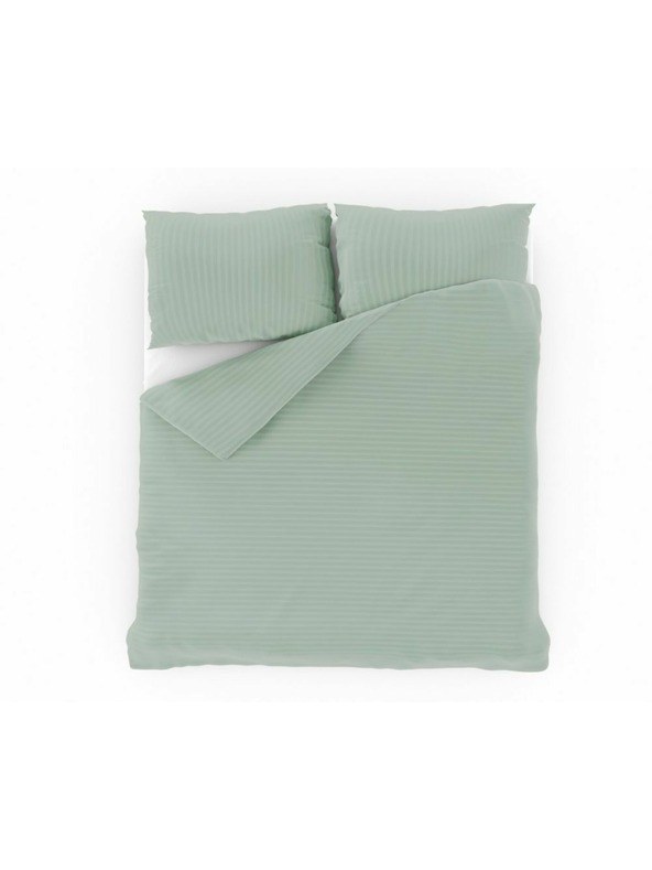 Kvalitex Französisches Satinbettwäsche-Set mit Streifen 1+2, 200x200, 70x90cm OLIVE