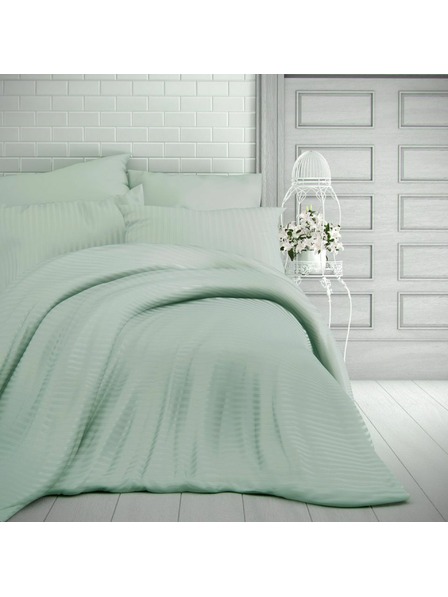 Kvalitex Französisches Satinbettwäsche-Set mit Streifen 1+2, 220x200, 70x90cm OLIVE