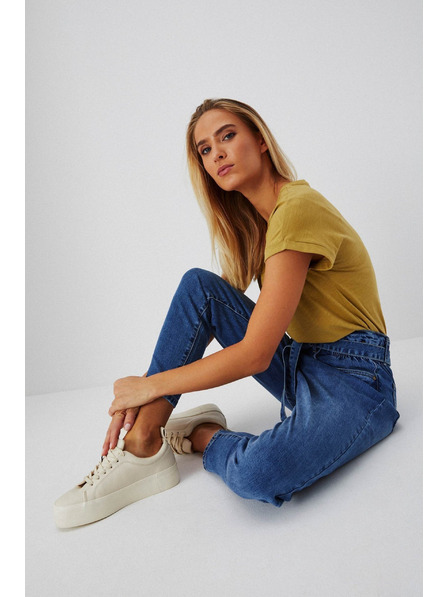 Moodo Blaue Paperbag-Jeans