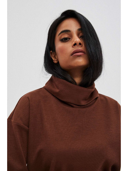 Moodo Braune Kapuzenjacke mit Rollkragen