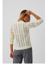 Moodo Cremefarbener Pullover mit Zopfmuster