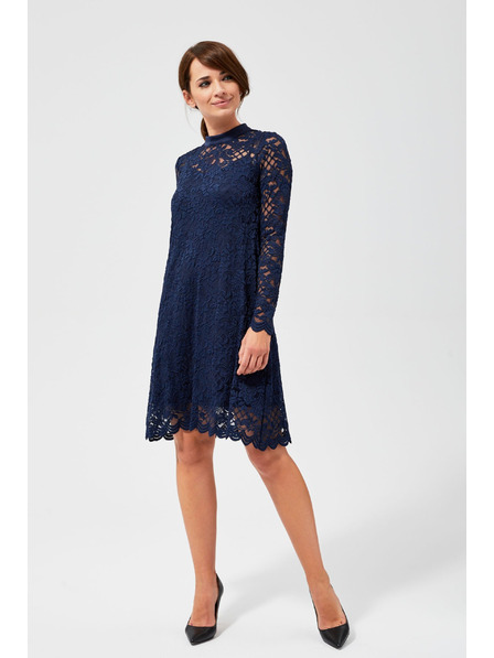 Moodo Dunkelblau-blaues Spitzenkleid