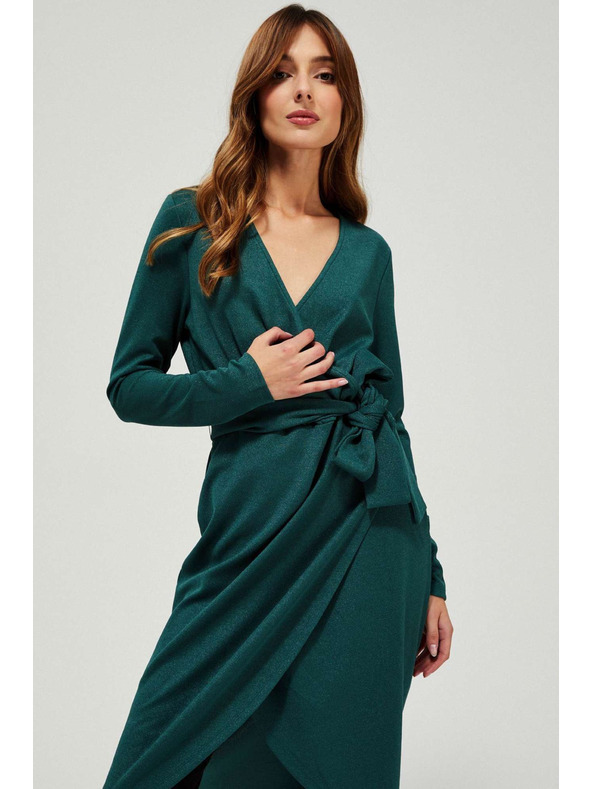 Moodo Petrolblaues Wickelkleid