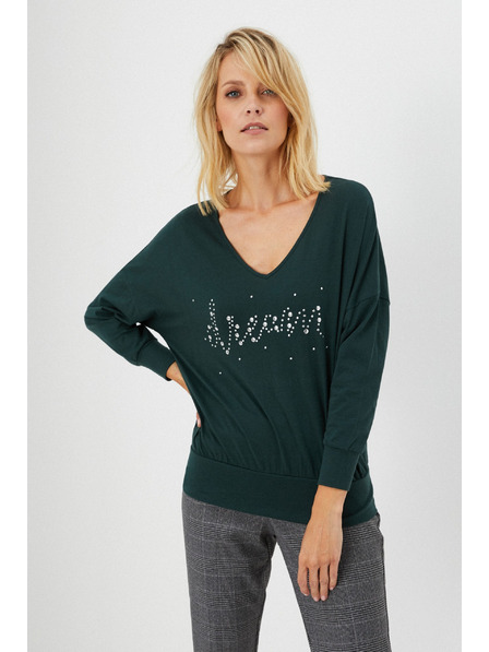 Moodo Baumwollbluse mit Strass-Steinen