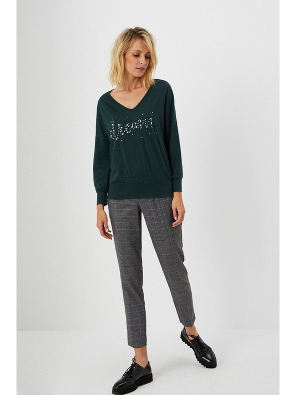 Moodo Baumwollbluse mit Strass-Steinen