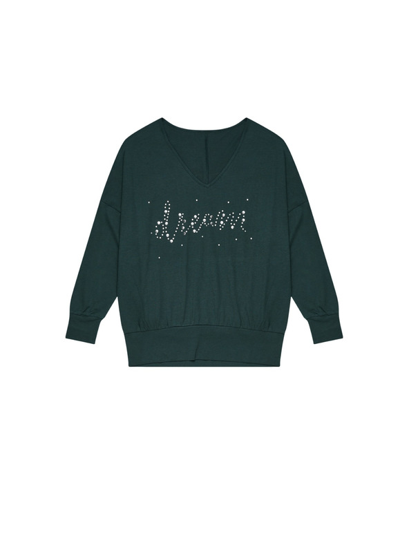 Moodo Baumwollbluse mit Strass-Steinen