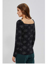 Moodo Schwarzes gemustertes T-Shirt aus Baumwolle