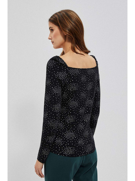 Moodo Schwarzes gemustertes T-Shirt aus Baumwolle