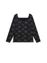 Moodo Schwarzes gemustertes T-Shirt aus Baumwolle