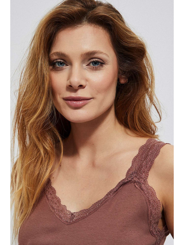 Moodo Baumwoll-Top mit Spitze