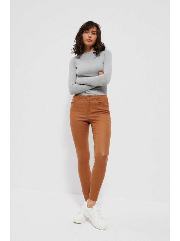 Moodo Braune Slim-Fit Hosen