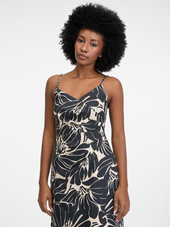 Orsay Schwarzes gemustertes kurzes Damenkleid ORSAY