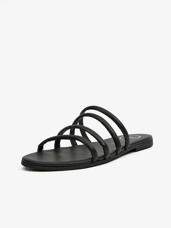 Ojju Schwarze Lederslipper OJJU