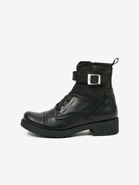 Ojju Schwarze Damenstiefeletten aus Leder OJJU