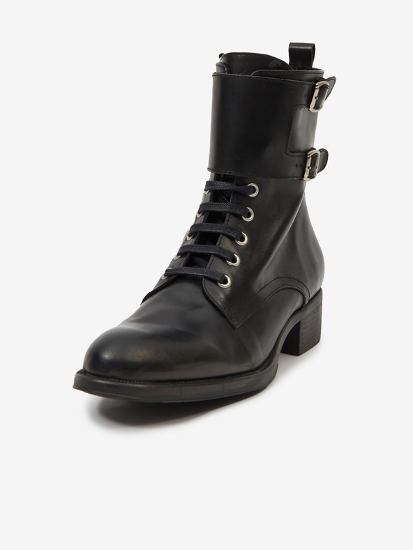 Ojju Schwarze Damenstiefeletten aus Leder OJJU
