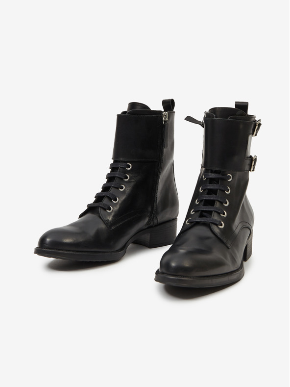 Ojju Schwarze Damenstiefeletten aus Leder OJJU
