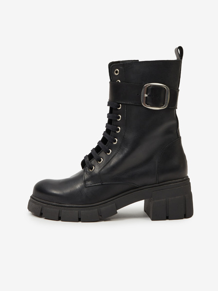 Ojju Schwarze Damenstiefeletten aus Leder OJJU