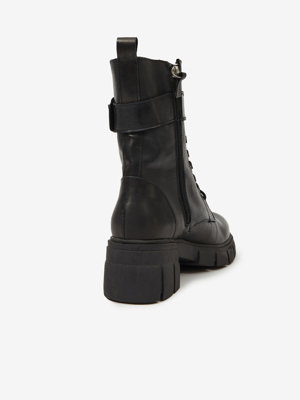 Ojju Schwarze Damenstiefeletten aus Leder OJJU