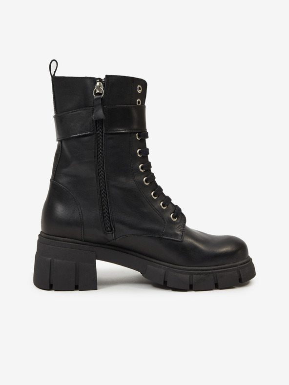 Ojju Schwarze Damenstiefeletten aus Leder OJJU