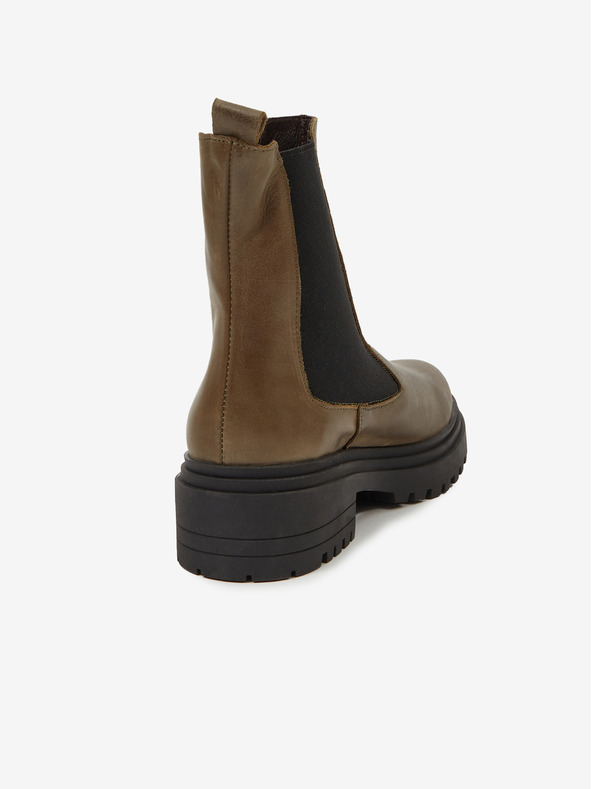 Ojju Khakifarbene Damenstiefeletten aus Leder OJJU