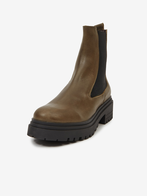 Ojju Khakifarbene Damenstiefeletten aus Leder OJJU