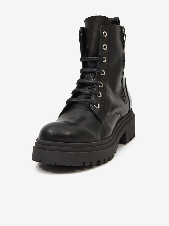 Ojju Schwarze Damenstiefeletten aus Leder OJJU