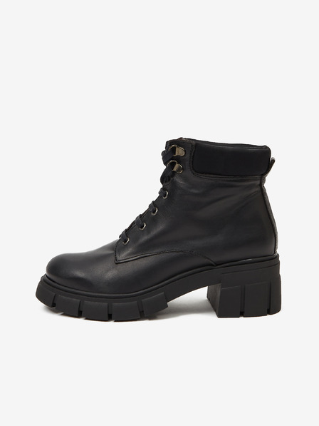 Ojju Schwarze Damenstiefeletten aus Leder OJJU