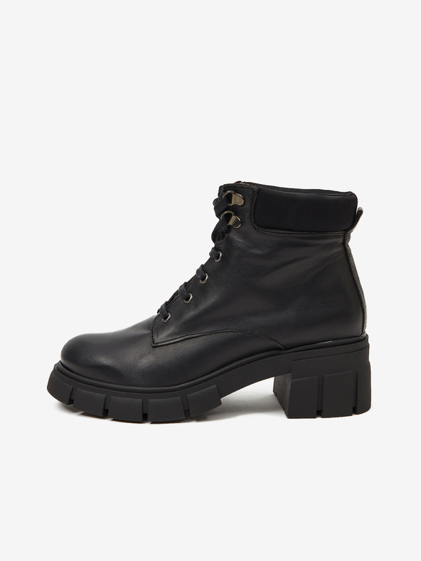 Ojju Schwarze Damenstiefeletten aus Leder OJJU