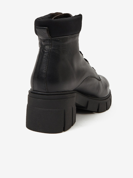 Ojju Schwarze Damenstiefeletten aus Leder OJJU