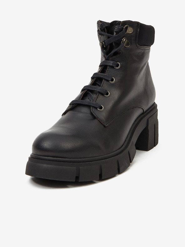 Ojju Schwarze Damenstiefeletten aus Leder OJJU