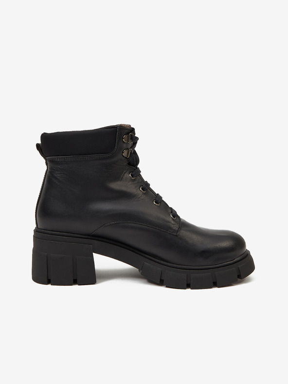 Ojju Schwarze Damenstiefeletten aus Leder OJJU