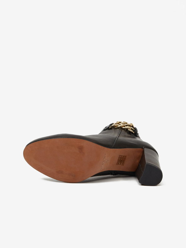 Ojju Schwarze Damenstiefeletten aus Leder mit Absatz OJJU