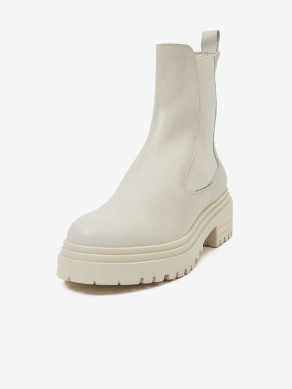 Ojju Hellgraue Damen-Chelsea-Stiefel aus Leder OJJU