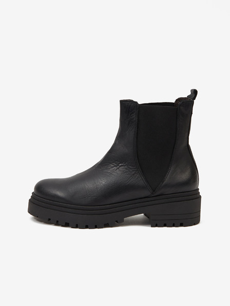 Ojju Schwarze Damenstiefeletten aus Leder OJJU