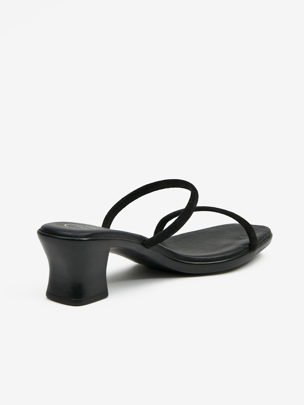 Ojju Schwarze Damen Lederslipper mit Absatz OJJU