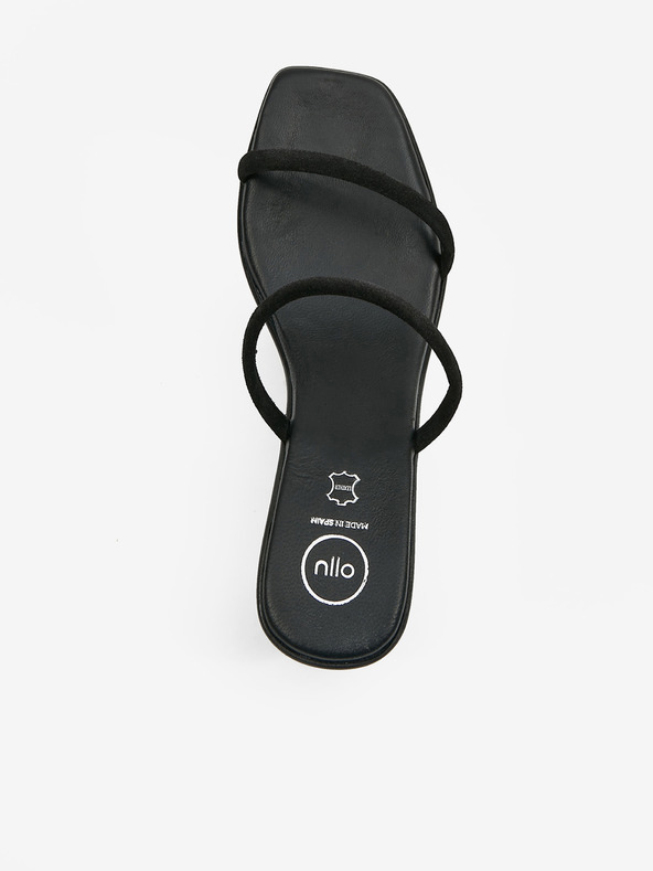 Ojju Schwarze Damen Lederslipper mit Absatz OJJU